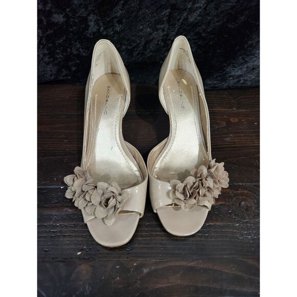 Bandalino Palet 3 Taupe Floral Accent Peep-toe Pumps/Sz. 7.5M - Picture 5 of 8